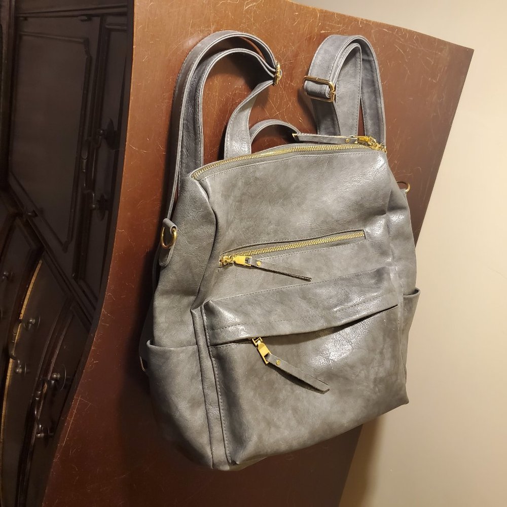Gray Backpack Purse